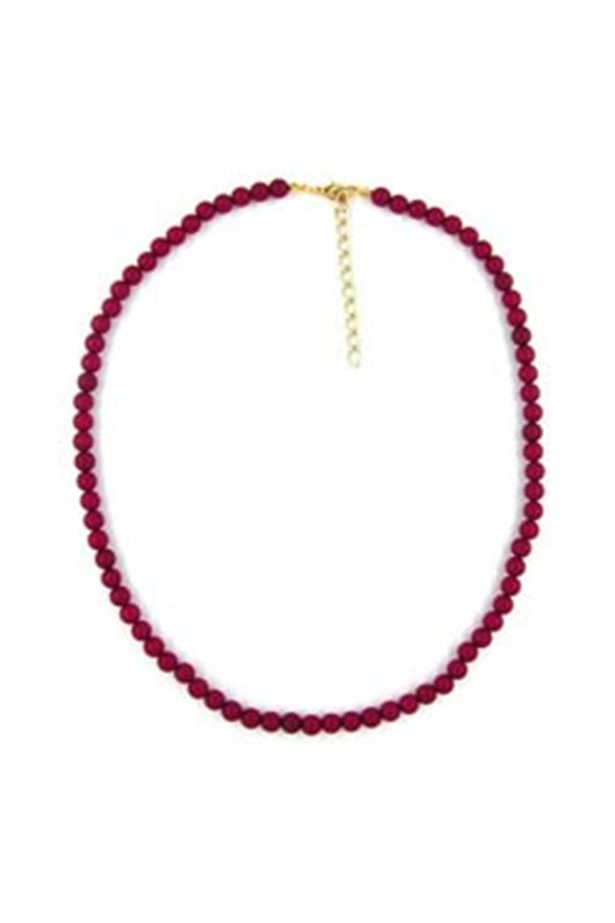 NECKLACE BEADS 6MM BORDEAUX/ DULL