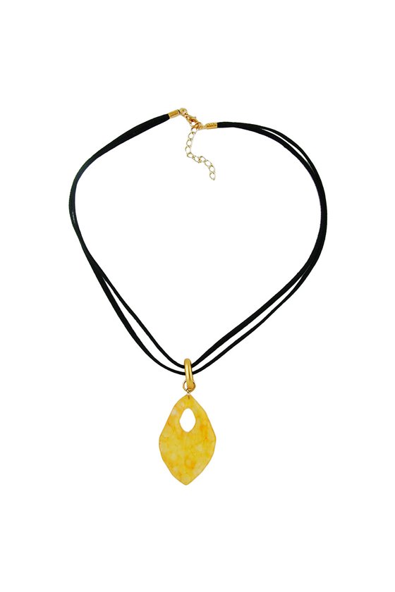 NECKLACE AMULET YELLOW MARBLED