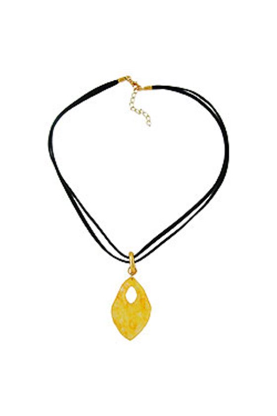 NECKLACE AMULET YELLOW MARBLED