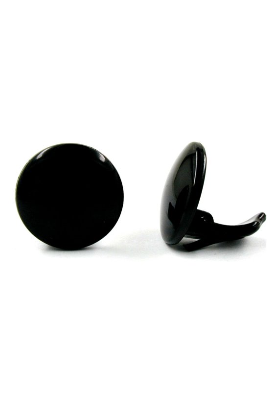 CLIP-ON EARRING ROUND BLACK PLASTIC