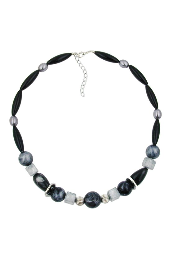 NECKLACE BLACK AND SILVERGREY BEADS