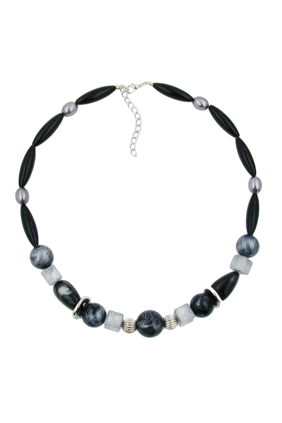 NECKLACE BLACK AND SILVERGREY BEADS