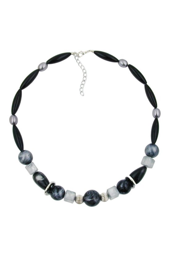 NECKLACE BLACK AND SILVERGREY BEADS