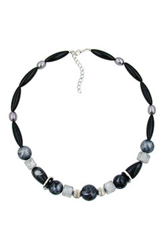 NECKLACE BLACK AND SILVERGREY BEADS