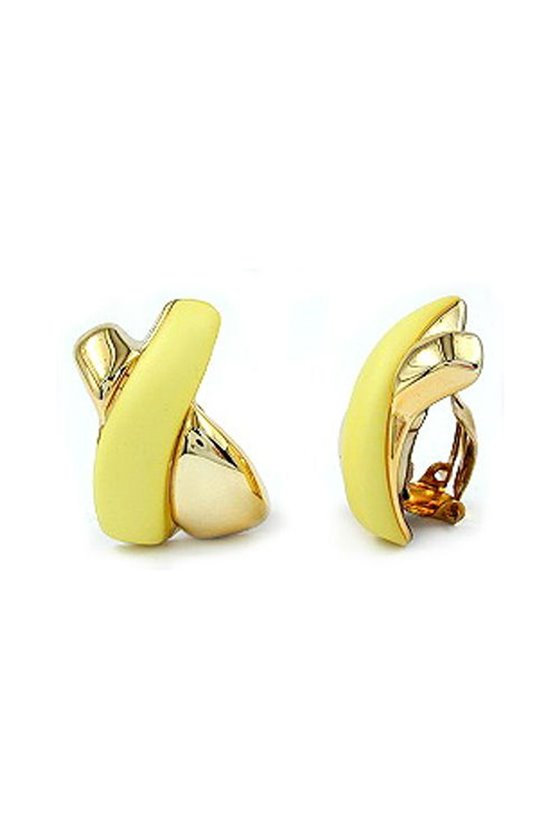 CLIP-ON EARRING CROSSED YELLOW GOLD
