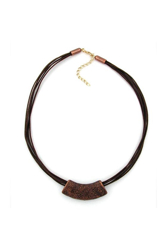 NECKLACE TUBE FLAT CURVED COPPER-GOLD 50CM