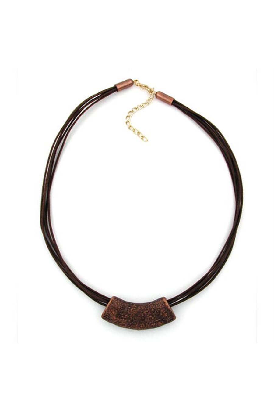 NECKLACE TUBE FLAT CURVED COPPER-GOLD 50CM