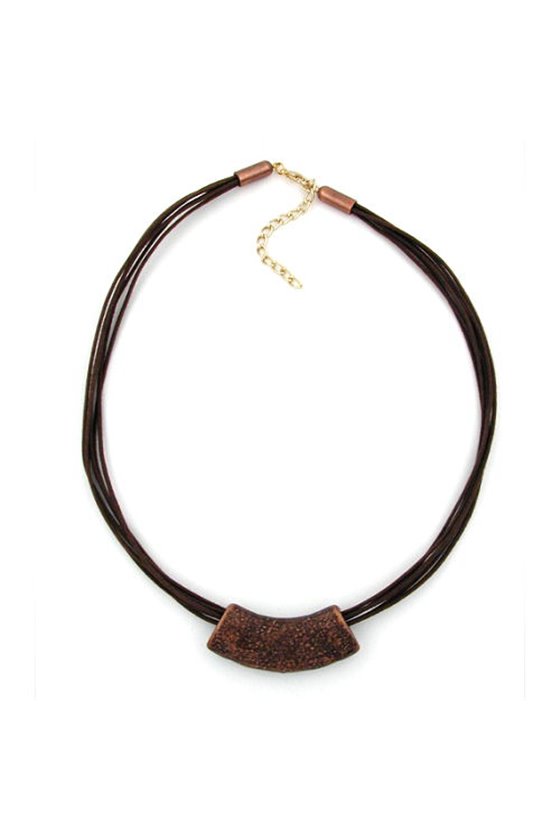NECKLACE TUBE FLAT CURVED COPPER-GOLD 50CM