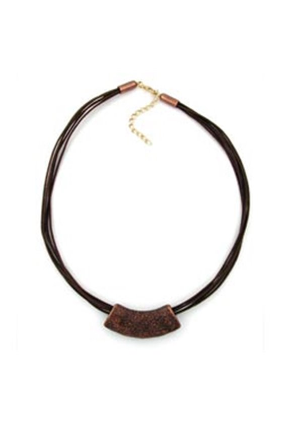 NECKLACE TUBE FLAT CURVED COPPER-GOLD 50CM