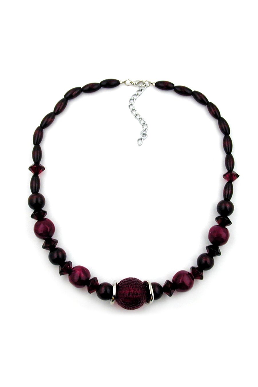 NECKLACE DARK RED WOODEN BROWN BEADS