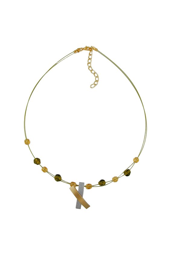 NECKLACE METAL PENDANT X GOLD AND GRAPHIT COLOURED MATT 42CM