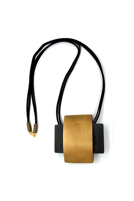 NECKLACE METAL PENDANT BLACK CORD 90CM
