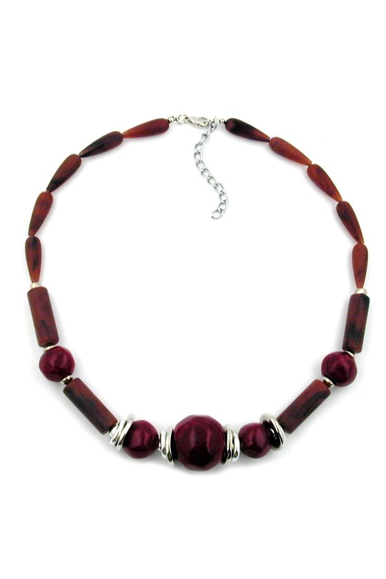 NECKLACE BORDEAUX & CHOCOLATE BROWN MATTE FINISHED BEADS