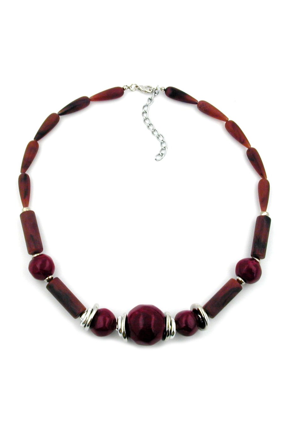 NECKLACE BORDEAUX & CHOCOLATE BROWN MATTE FINISHED BEADS