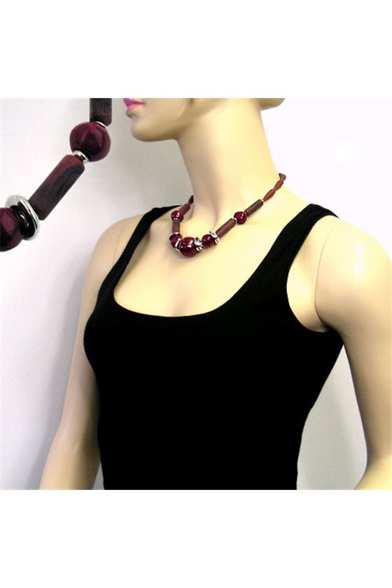 NECKLACE BORDEAUX & CHOCOLATE BROWN MATTE FINISHED BEADS