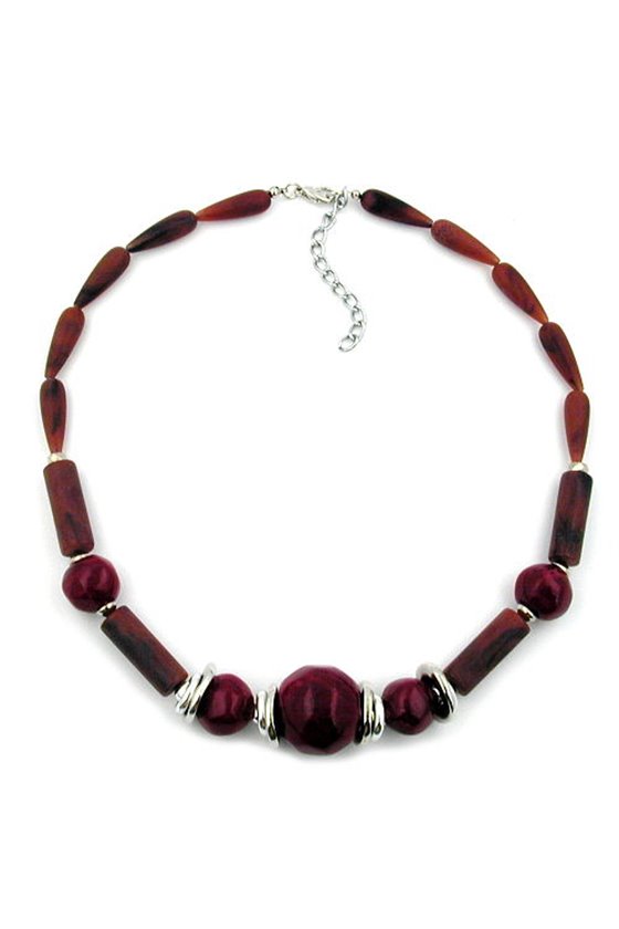 NECKLACE BORDEAUX & CHOCOLATE BROWN MATTE FINISHED BEADS