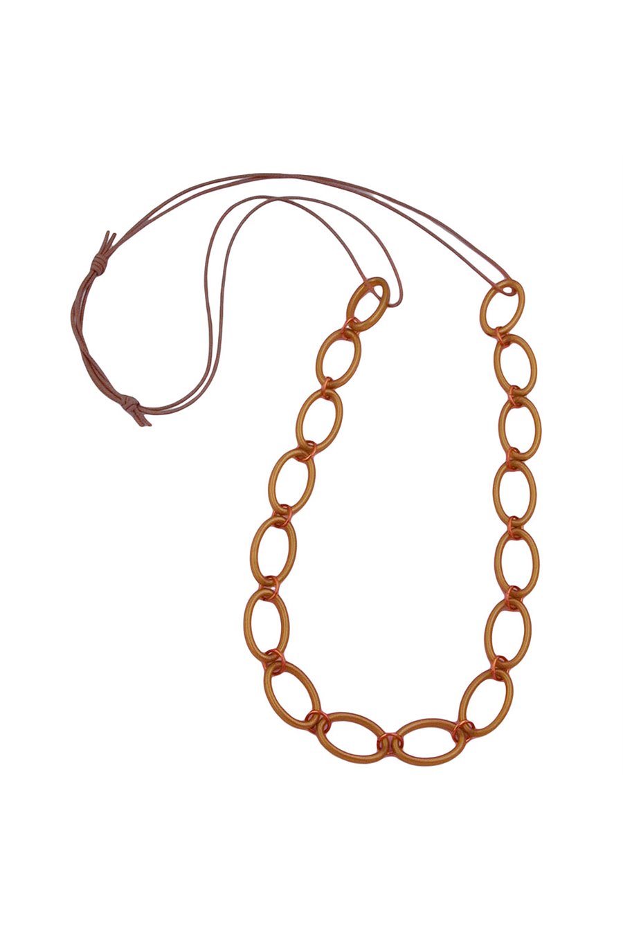 NECKLACE OVAL RINGS BROWN