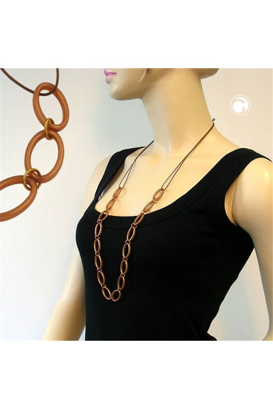 NECKLACE OVAL RINGS BROWN