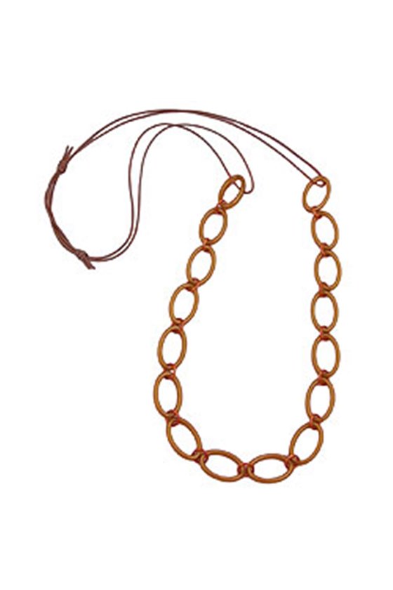 NECKLACE OVAL RINGS BROWN