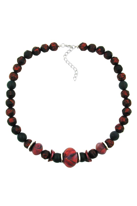 NECKLACE DARK RED/ BLACK METALLIC MARBLED