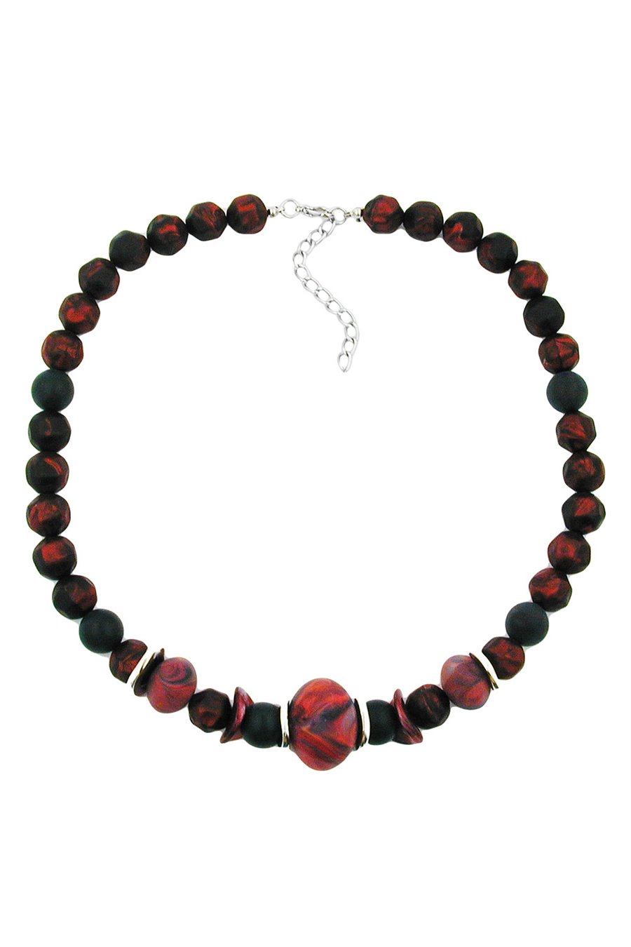 NECKLACE DARK RED/ BLACK METALLIC MARBLED