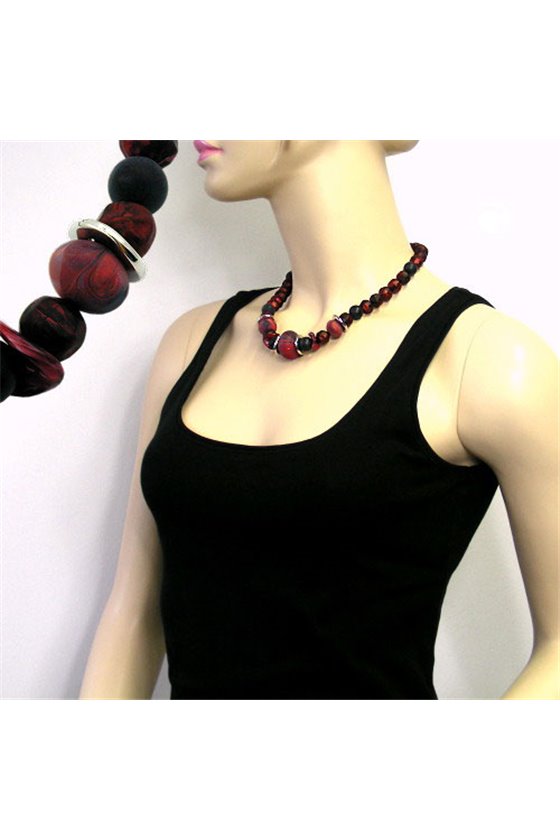 NECKLACE DARK RED/ BLACK METALLIC MARBLED