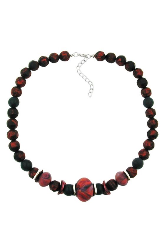 NECKLACE DARK RED/ BLACK METALLIC MARBLED
