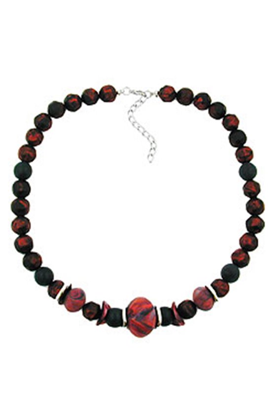 NECKLACE DARK RED/ BLACK METALLIC MARBLED