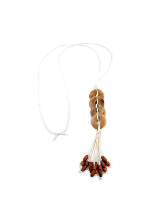 NECKLACE BROWN MARBLED FOUR RING BEADS