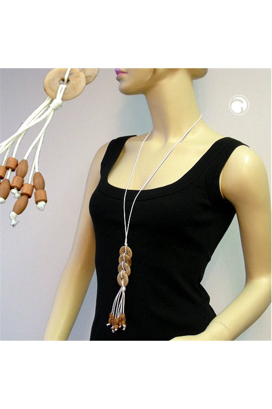 NECKLACE BROWN MARBLED FOUR RING BEADS