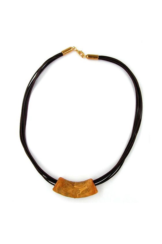 NECKLACE TUBE FLAT CURVED OCHRE 50CM