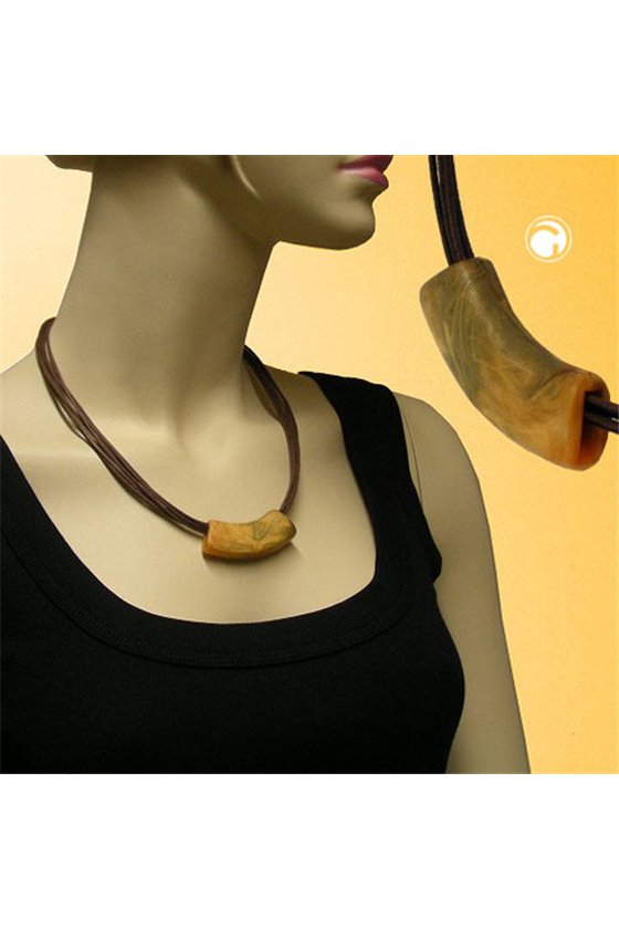 NECKLACE TUBE FLAT CURVED OCHRE 50CM