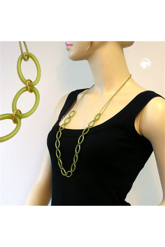 NECKLACE OVAL RINGS GREEN