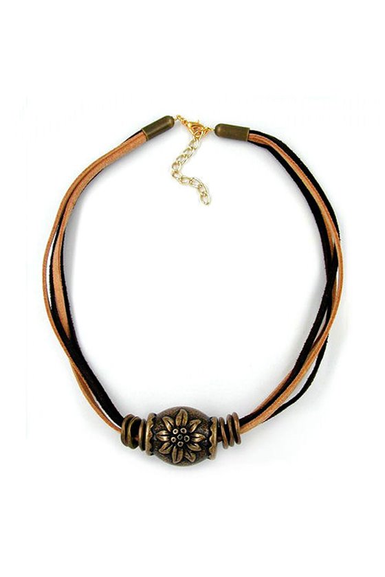 NECKLACE BRASS FLOWER 'EDELWEISS' 42CM