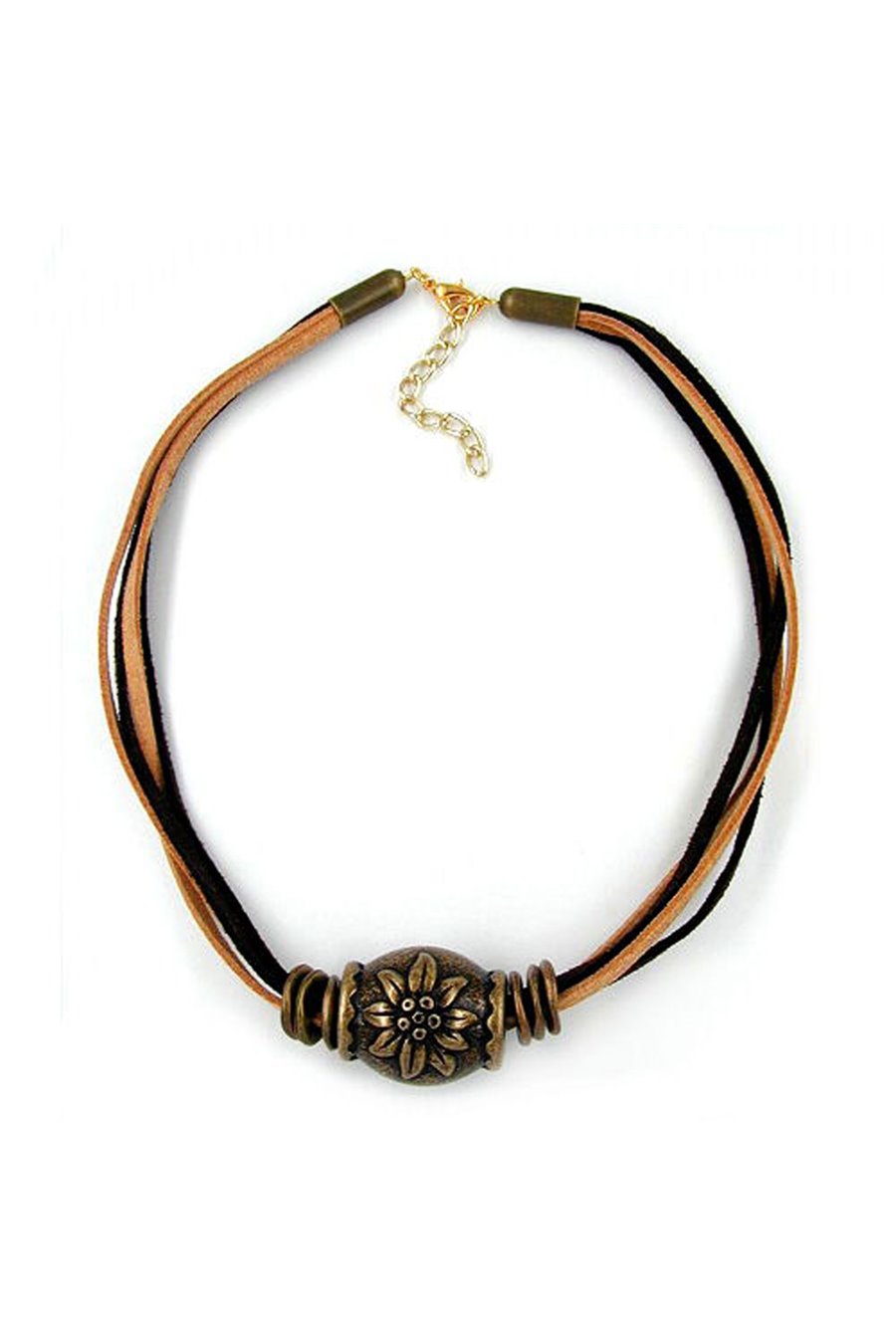 NECKLACE BRASS FLOWER 'EDELWEISS' 42CM