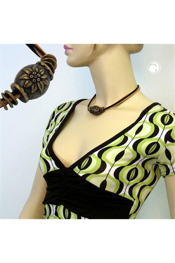 NECKLACE BRASS FLOWER 'EDELWEISS' 42CM