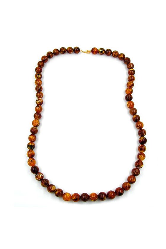 NECKLACE BEADS 14MM BROWN DARK 80CM