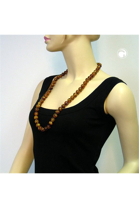 NECKLACE BEADS 14MM BROWN DARK 80CM