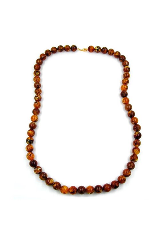 NECKLACE BEADS 14MM BROWN DARK 80CM