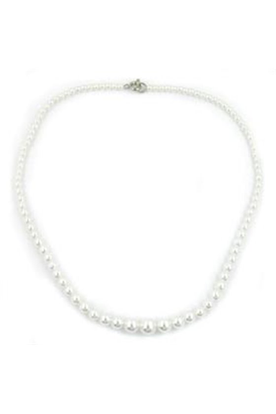 NECKLACE GLASS BEADS PEARLY WHITE