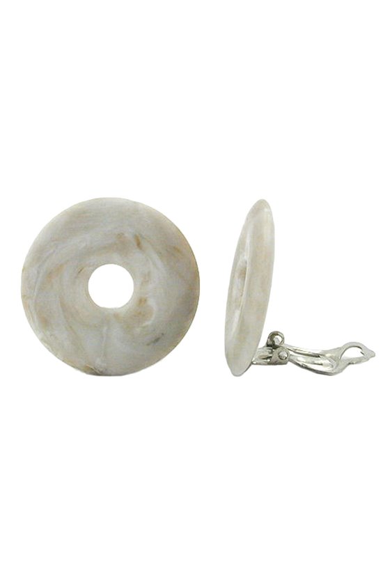 CLIP-ON EARRING RING GREY BEIGE MARBLED