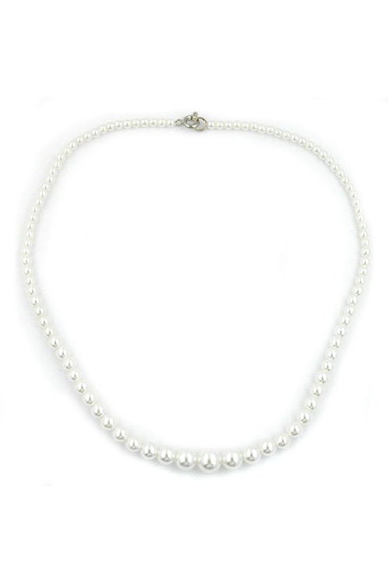 NECKLACE GLASS BEADS PEARLY WHITE