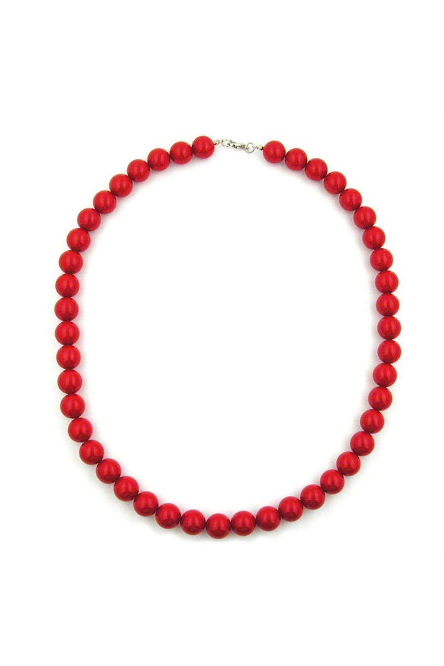 NECKLACE RED BEADS 12MM ROUND & POLISHED