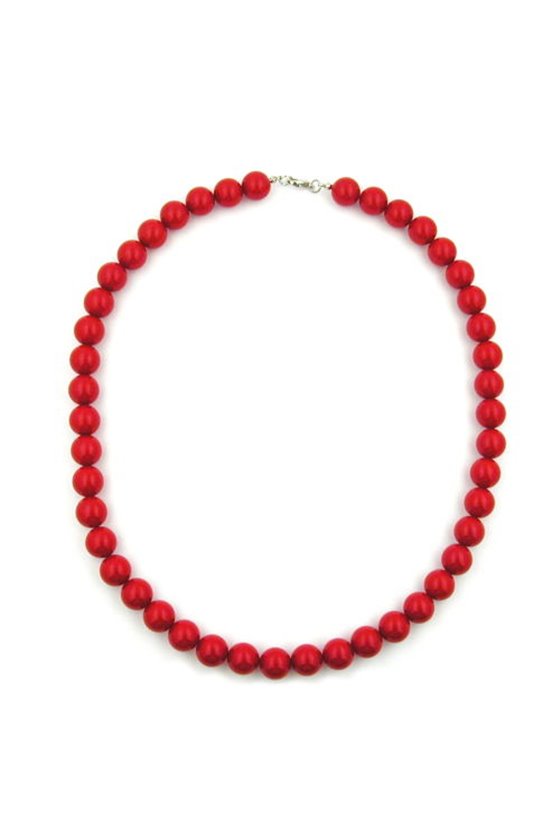 NECKLACE RED BEADS 12MM ROUND & POLISHED