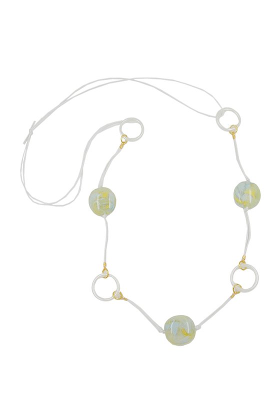 NECKLACE BEADS RINGS YELLOW/ BLUE/ GREEN/ WHITE