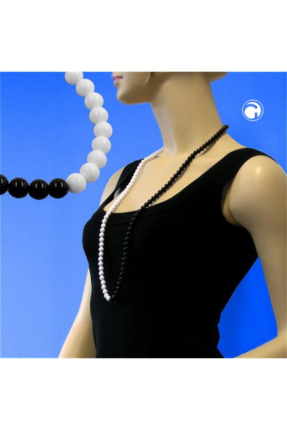 NECKLACE BEADS 8MM BLACK & WHITE