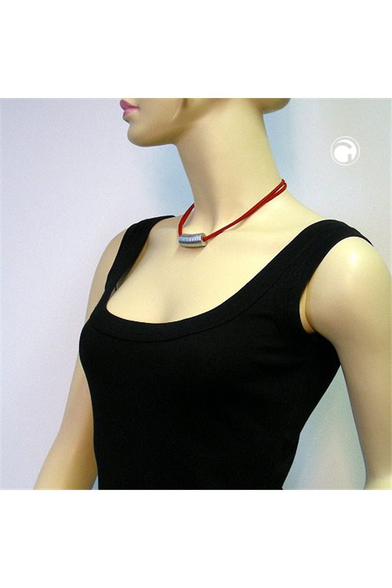 NECKLACE TUBE WITH GROOVES CHROME-TONE