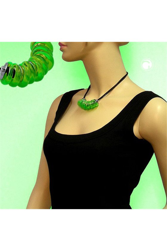 NECKLACE 10 RINGS NEON GREEN/ CHROME