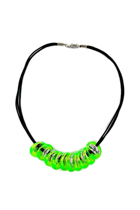 NECKLACE 10 RINGS NEON GREEN/ CHROME