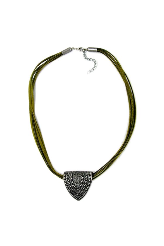 NECKLACE TRIANGLE LOOP ANTIQUE SILVER